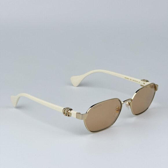 Gucci GG1593S 002 BRAND NEW Sunglasses Gold Ivory Pink  Geometric Unisex - Picture 8 of 12